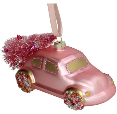 Productafbeelding van HD Collectie kerstornament voor auto, roze, 14 cm