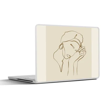Produktbild von MuchoWow® Laptop Aufkleber Sticker Cover Frau - Linienkunst - Zitate - Text 30x22 cm - Laptop-Sticker