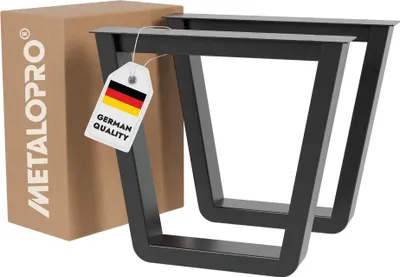 Image de MetaloPro Pieds de Table Atria Round Lite Extreme - 2x Pieds en Métal Noir Robuste en Forme Trapézoïdale Arrondie Pour les Tables de Travail et de Repas Modernes de Style Minimaliste