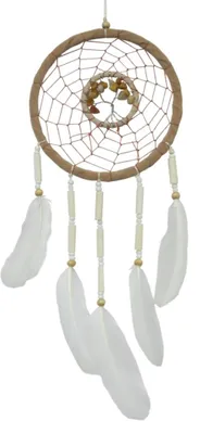 Produktbild von Traumfänger "Lebensbaum" Leder mit Edelsteinen, 12x35cm