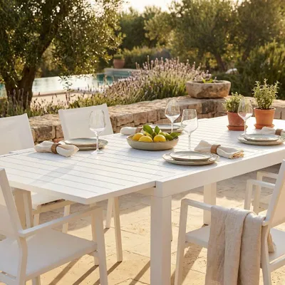 Immagine prodotto di Milani Home - tavolo da giardino allungabile, alluminio, 10 posti, bianco, piano 200 x 300 cm