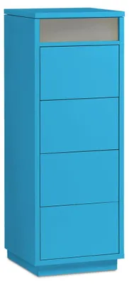 Produktbild von AILEENSTORE Kommode mit 4 Schubkästen, Klapp-Deckel & Dokumenten-Ablage mit Glasfenster - Schubladen-Turm - Push-To-Open Sideboard, Farbe:türkis-blau