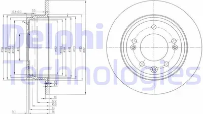 Produktbild von 2x DELPHI Bremsscheibe BG4082C für HYUNDAI ix35 (LM EL ELH) 61 1mm 262mm