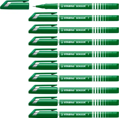 Image de Feutres fins à pointe feutre - STABILO SENSOR F - fin - pack de 10 - vert