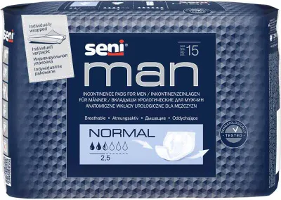 Produktbild von 10x Seni Man Normal Inkontinenzeinlage für Männer - 15 Stück - 5900516151249 | Packung (15 Stück)