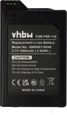 Produktbild von vhbw Akku kompatibel mit Playstation Portable PSP-1000KCW, PSP-1000K, PSP-1000G1W, PSP-1000G1, PSP-1000 Spielekonsole (1600 mAh, 3,7 V, Li-Ion)