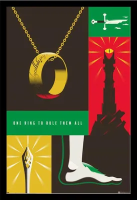Produktbild von 100 Jahre Warner Bros. - Poster - Herr der Ringe + Wechselrahmen, Shinsuke® Maxi MDF schwarz, Acryl-Scheibe