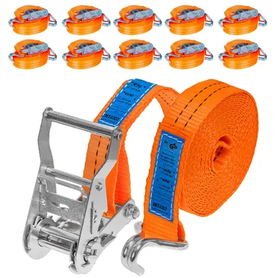 Image de Lot de 10 sangles de fixation, longueur 4 mètres, capacité de 2000 kg - Pour l'arrimage de charges