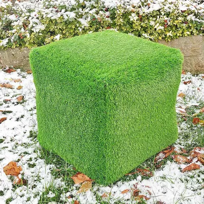 Produktbild von AniPlants, Grasfigur, "Möbel", Würfel-Hocker, gross, Gartendeko, 50cm