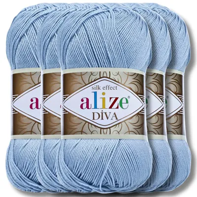 Obrázok produktu pre Alize 5x 100 g vlna Diva, jednofarebná, na háčkovanie a pletenie (350)