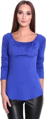 Immagine prodotto di Camicia lunga da donna con collo a U ; Blu/S/M 36/38