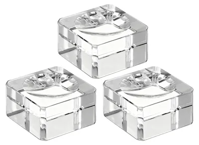 3 K9-Glas-Kugelhalter, quadratisch, für 5 cm Kugeln, transparent