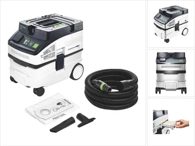 Zdjęcie produktu dla Festool CT 15 E, Suchy i Mokry, Czarny, Zielony, Biały, Obrotowy, Dotyk, 15 l, 12,5 l, 61,6 L/s