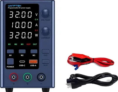 Zdjęcie produktu dla Zasilacz laboratoryjny, szybkie ładowanie USB-A/Type-C, regulowane napięcie, EPS3210
