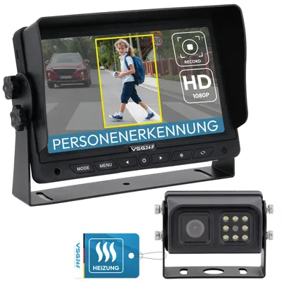 Produktbild von 7" Rückfahrkamera Set VISION AI PRO | 1080P HD Kamera mit Personenerkennung und akustischer Abstandswarnung