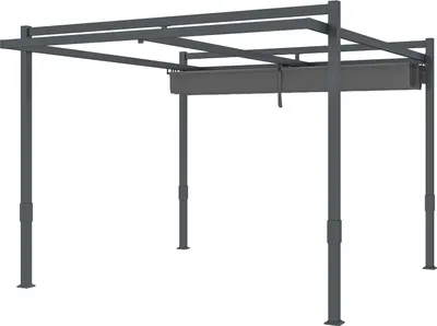 Immagine prodotto di Gazebo a pergola 3,5x3 m circa Alluminio Stabile e resistente all'inverno Protezione solare con tetto scorrevole regolabile Gazebo da giardino autoportante Copertura per patio Tettoia per balcone da giardino Grigio Aosom