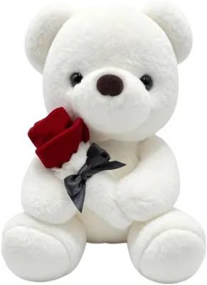 Imagen del producto de Oso de peluche, 23 cm, con rosa, juguete suave para niños