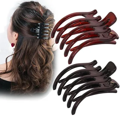 Immagine prodotto di Fascette per capelli da donna - Set da 2 - Fermagli francesi - 8,5 x 6,5 cm - Clip per capelli per donne e ragazze - Accessori per capelli - Neri/Marrone