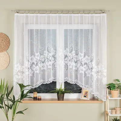 Zdjęcie produktu dla Dekoracyjna, krótka zasłona łukowa na przelotki JANINA, biała, 410x160 cm, MyBestHome