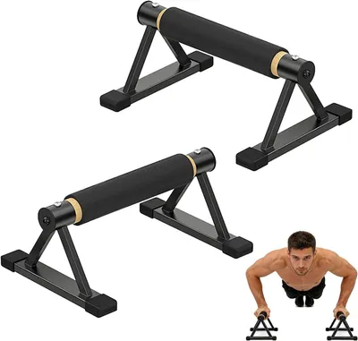 Immagine prodotto di Manubri a pavimento - Parallette per flessioni - Allenamento della forza per la parte superiore del corpo - Maniglie in schiuma antiscivolo - Capacità di carico: 272 kg - Colore: nero