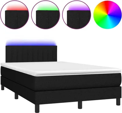 Obrázek produktu pro vidaXL Postel Boxspring s matrací a LED diodami černá 120x200 cm látka