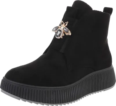 Produktbild von Ital-Design Damen Stiefeletten Keilstiefeletten Leicht gefüttert Wildlederoptik Plateaustiefeletten 90457999 Schwarz Gr.  36