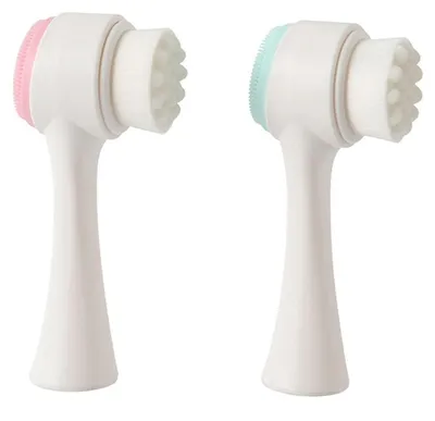 Produktbild von Manuelle Gesichtsreinigungsbürste, 2-in-1, doppelseitige Peelingbürste, elektrisch, für alle Hauttypen, 2 Stück (pink-weiß)