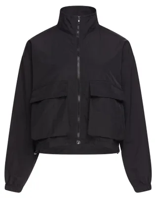 Produktbild von Schwarze Damen Jacke in Größe M mit Stehkragen und regulärer Passform