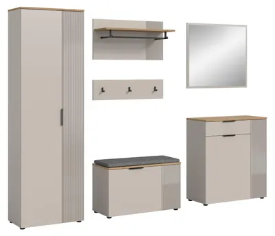 Produktbild von Garderoben-Set Slide | Kaschmir, Evoke Oak, 5-teilig, inkl.Sitzkissen