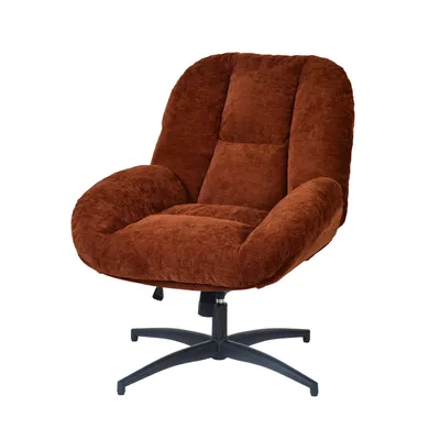 Image de Meubles Cosy : chaise de bureau pivotante de style scandinave avec accoudoirs réglables en tissu chenille, rouge – LITHOPS FIX