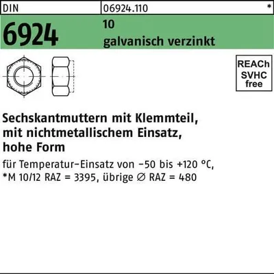 Produktbild von Reyher  Sechskantmuttern DIN 6924 10 M 24 galv. vz (25 Stück)