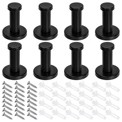 Wandhaken rund, schwarz, 50 mm, 8 Stück, Edelstahl