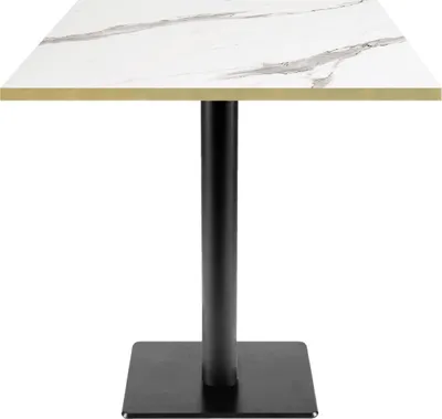 Produktbild von Tisch 70 x 70 cm – Modell MilanT aus weißem Marmor mit Messingkanten