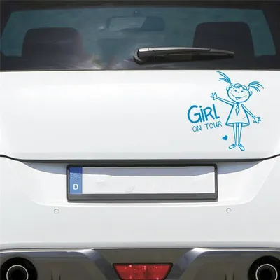 Produktbild von Auto Aufkleber MÄDCHEN an Bord on Tour Board 15x16 cm Hellblau Sticker Heckscheibenaufkleber
