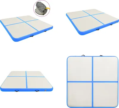 Image de vidaXL Tapis de gymnastique gonflable avec pompe 200 x 200 x 15 cm PVC bleu - Tapis de gymnastique - Tapis de gymnastique - Tapis de yoga - Tapis de yoga