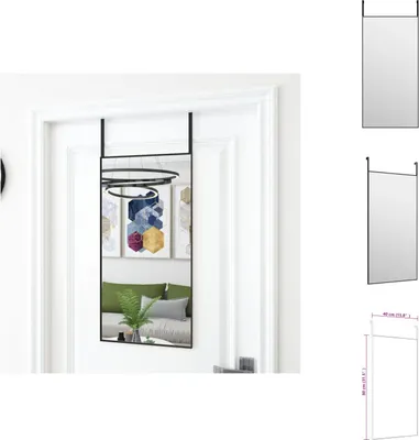 Obrázok produktu pre vidaXL Zrkadlo na dvere čierne 40x80 cm sklo a hliník - Zrkadlo