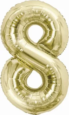 Produktbild von Folienballon, Zahl 8, Gold, Champagner, 85 cm.