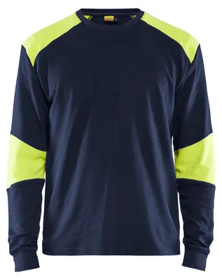 Produktbild von Blakläder® Flammschutz Langarm Shirt Marineblau/Gelb 3457 1761, Farbe:marineblau/high vis gelb, Größe:3XL