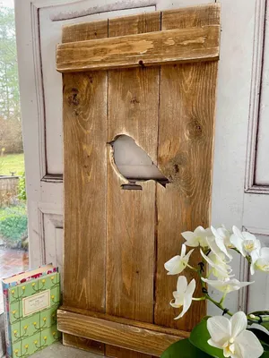 Produktbild von Landhaus Fensterladen Vogel in nuss, Shabby antique chic Handgefertigt