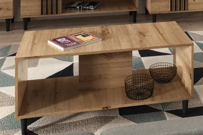 Produktbild von Kaffeetisch Laura Couchtisch Wohnzimmertisch Wohnzimmer Lieferung bis in die Wohnung (Eiche Artisan und schwarz )
