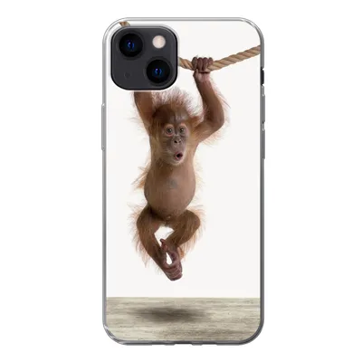 Produktbild von MuchoWow® Handyhülle Schutzhülle Hülle für iPhone 13 Affe - Tiere - Kinder - Orang Utan - Jungen - Mädchen Silikon Softcase Handy Hülle - Karteninhaber