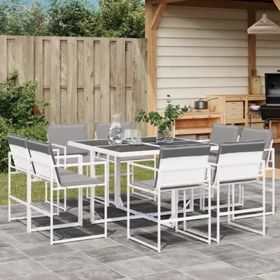 Produktbild von Maison Exclusive - 9-tlg. Garten-Essgruppe mit Kissen Weiß Textilene
