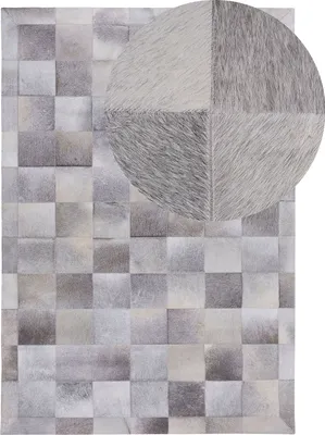 Obrázek produktu pro BELIANI Koberec šedý pravá kůže 140 x 200 cm krátký vlas patchwork elegantní ručně vyrobený obdélníkový