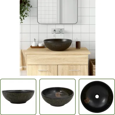 Obrázok produktu pre The Living Store Umývadlo na dosku Black Round Ø41x14 cm Keramika