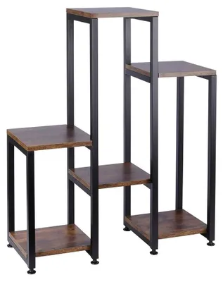 Zdjęcie produktu dla Stojak na kwiaty - Wolnostojąca półka na rośliny - 6 półek - Metal - 80 cm - Czarny