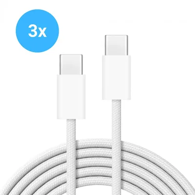 Produktbild von 3x USB-C Ladekabel 2m – Gesleevtes USB-C auf USB-C 20W Schnell-Ladekabel – Lade- & Datenkabel für iPhone 15 bis 17 Pro Max, Samsung, Huawei & mehr