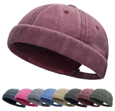 Obrázok produktu pre Docker-Cap, pánska námornícka čiapka, vintage štýl, bavlna, bordová farba, nastaviteľná
