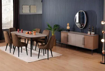 Produktbild von Esstisch 6x Stühle Esszimmerset Speisegruppe Essmöbel-Set Stuhl Wohnzimmertisch