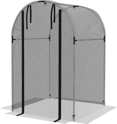 Produktbild von Vogelschutznetz, Pflanzenschutz, robust, Tür mit Reißverschluss, 120x120x188 cm, Schwarz/Silber
