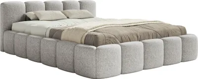 Produktbild von Selsey Cloudy Low - Polsterbett 200x200 cm, wasserabweisende Chenille, Hellgrau